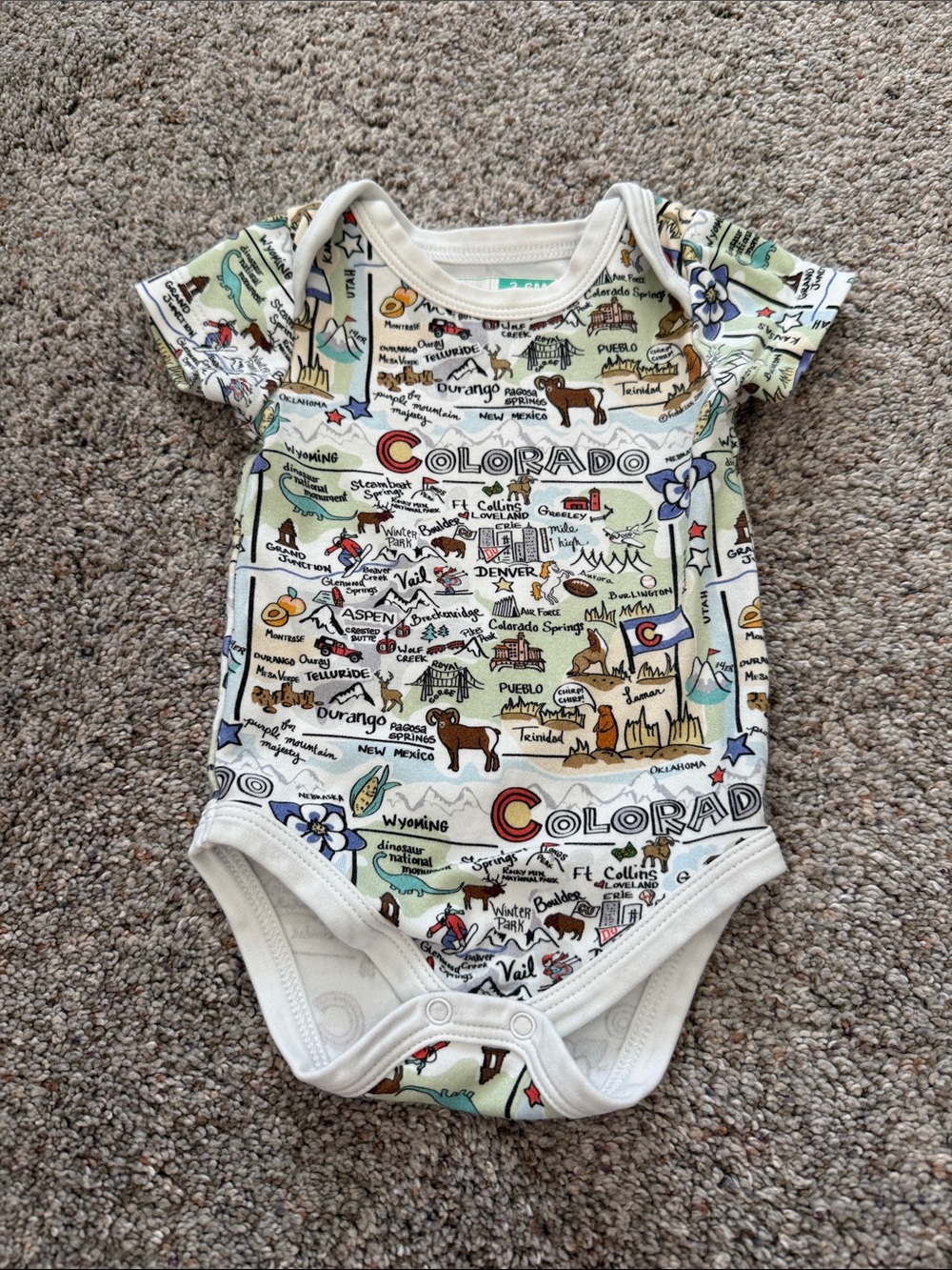 Fish Kiss Baby Colorado Map Print Kids One-Piece Bodysuit Onesie 3-6 months